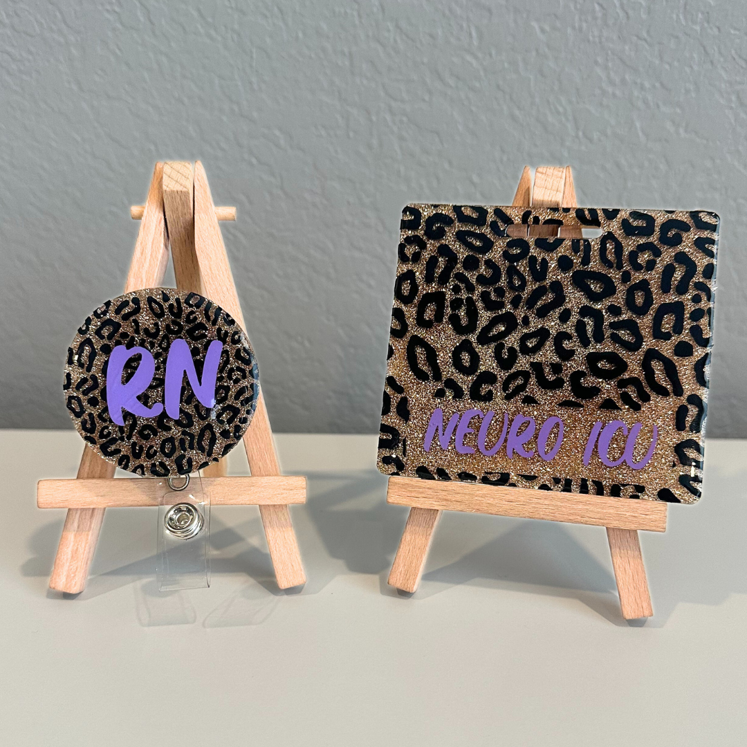 Leopard Badge Reel & Badge Buddy Set – The Southern Nurse Craft Studio