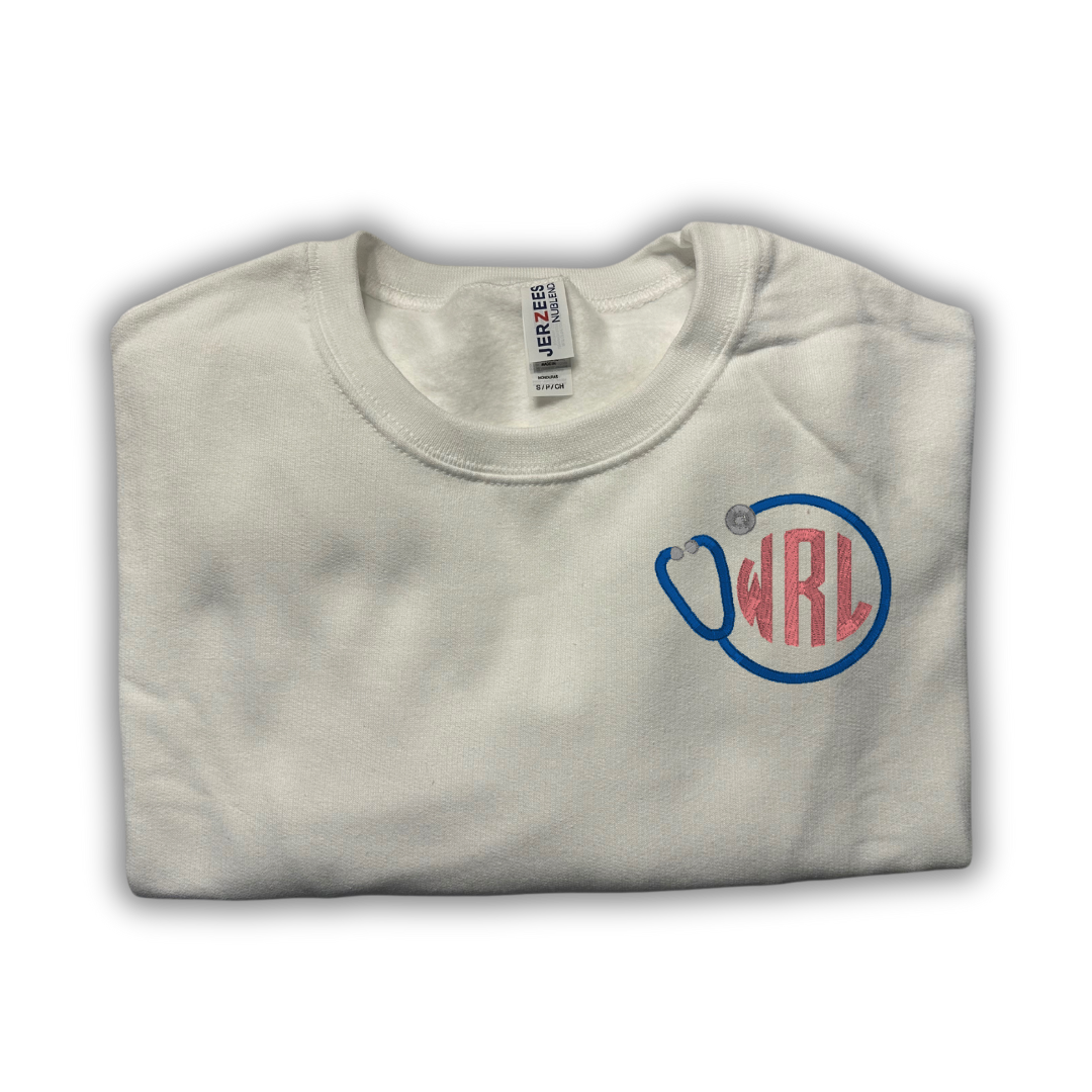 Monogrammed Circle Stethoscope Crewneck