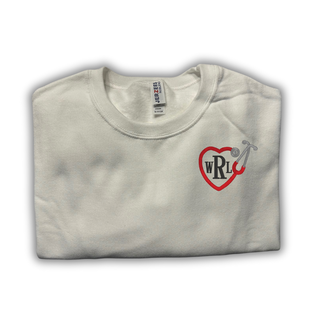 Monogrammed Heart Stethoscope Crewneck