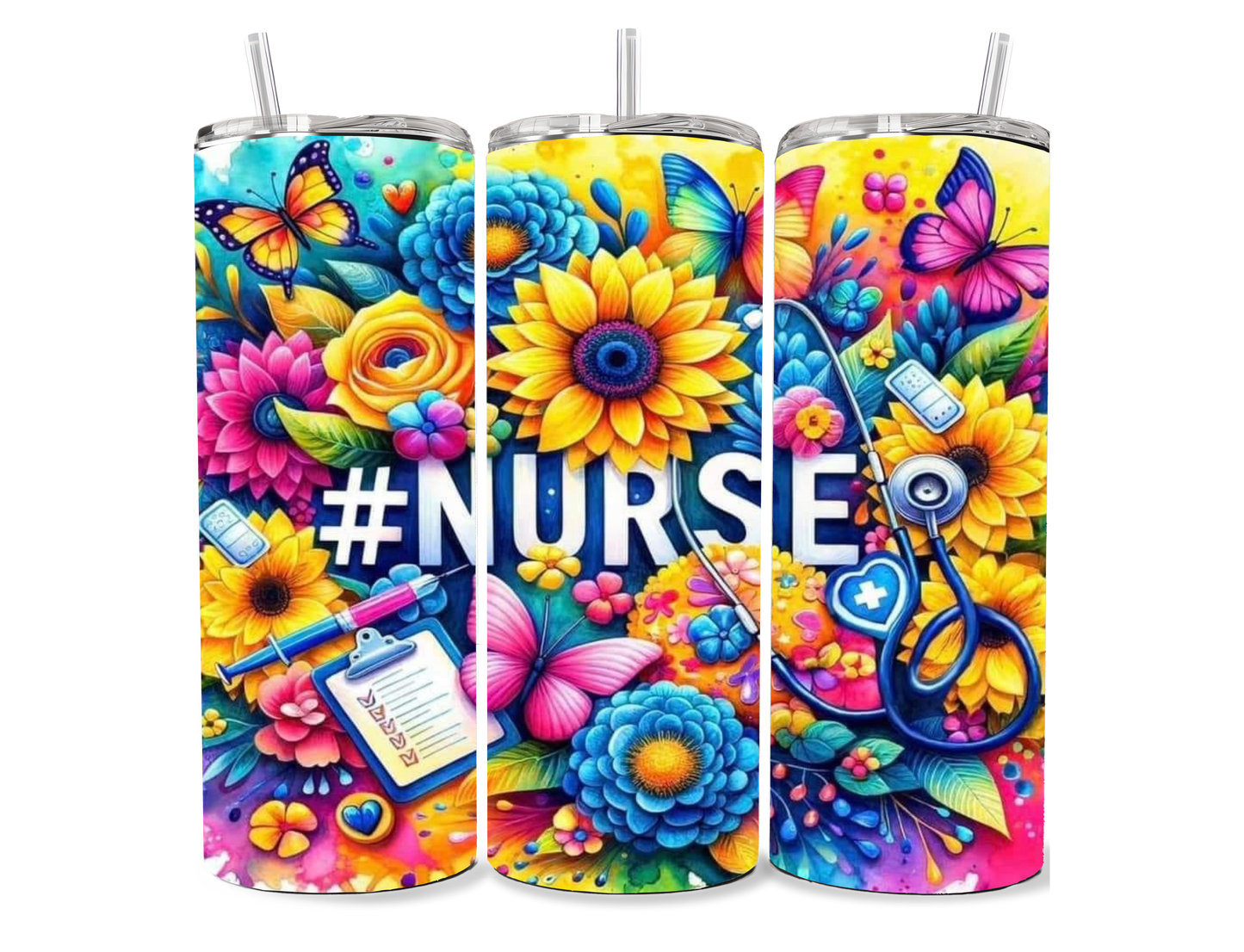 Floral #Nurse Tumbler