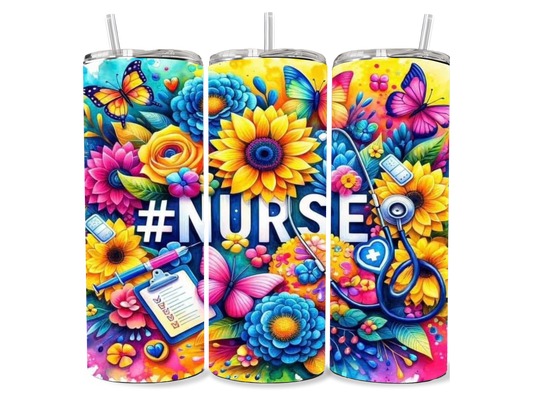 Floral #Nurse Tumbler