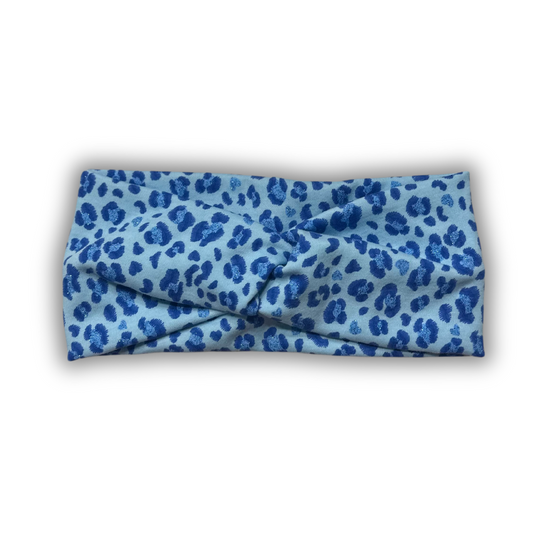 Blue Leopard Twisted Headband (Glitter)