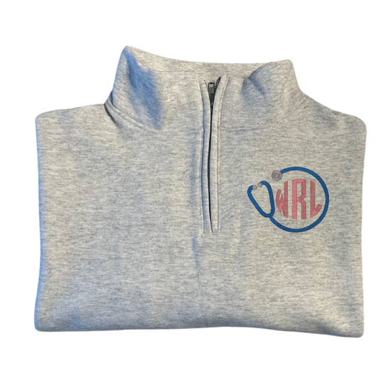 Monogrammed Circle Stethoscope Zip Pullover