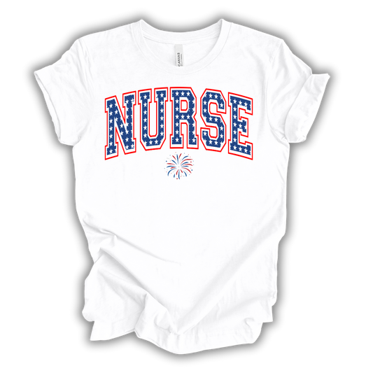 Patriotic Nurse Stars T-Shirt (Blue)