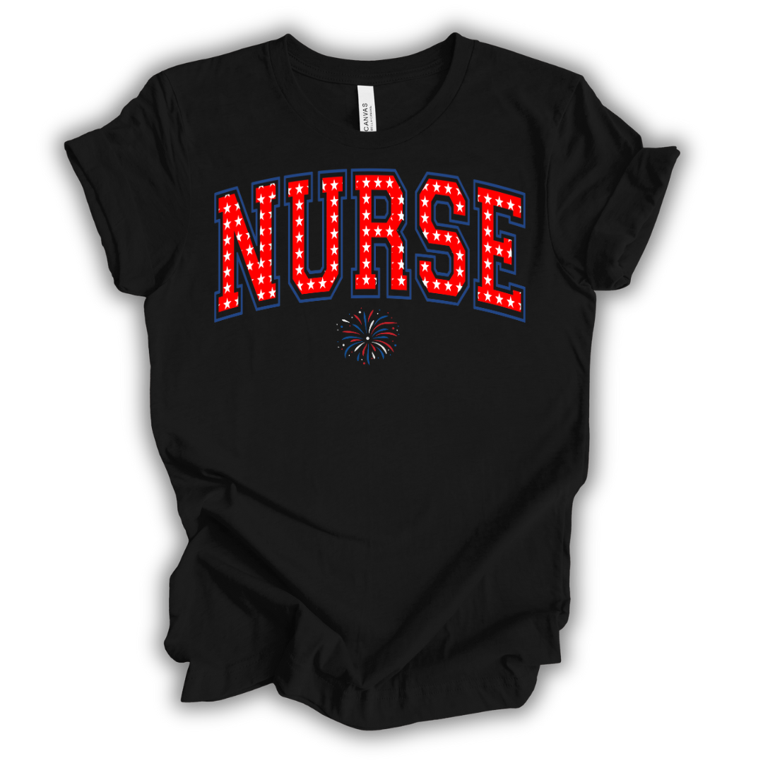 Patriotic Nurse Stars T-Shirt (Red)