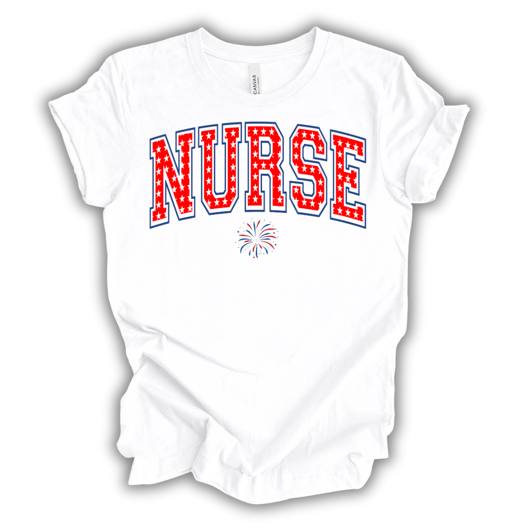 Patriotic Nurse Stars T-Shirt (Red)